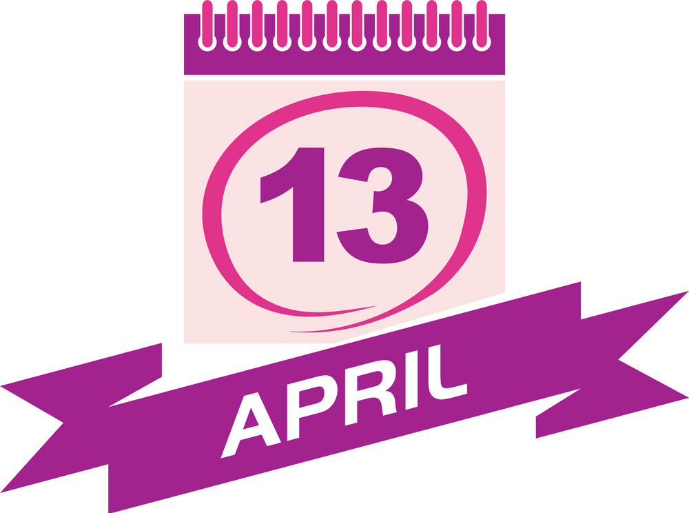 13 april calendar with ribbon png