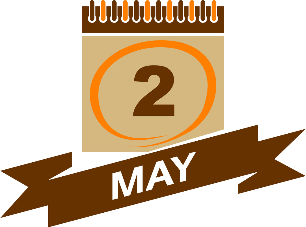 2 may calendar with ribbon transparent