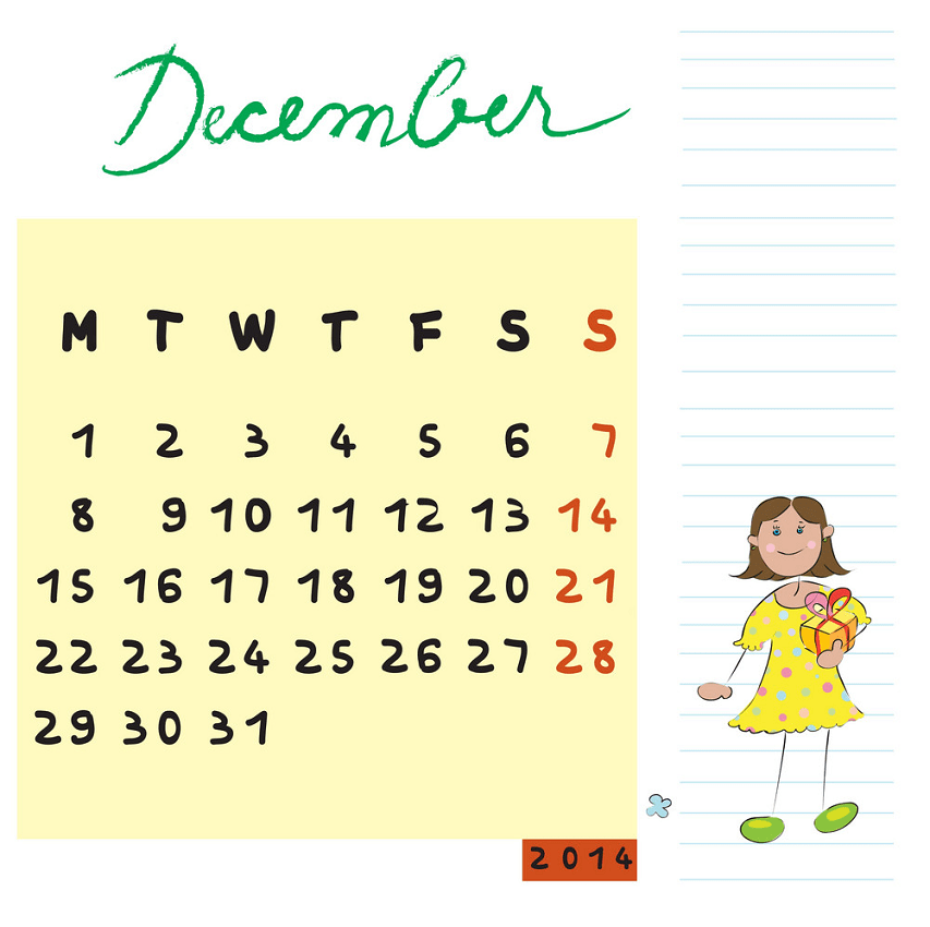 2014 december calendar png