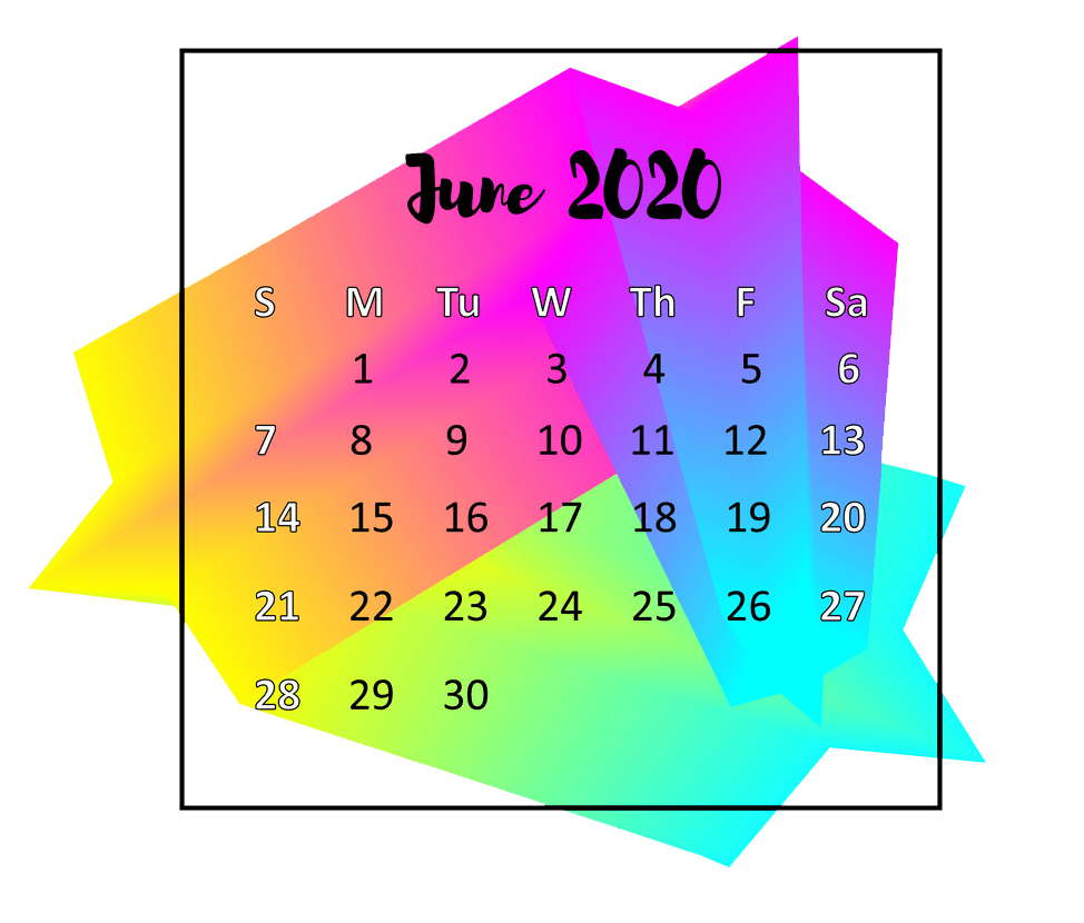 2020 june calendar design transparent