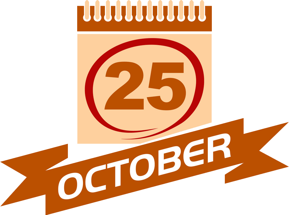 25 october calendar with ribbon transparent