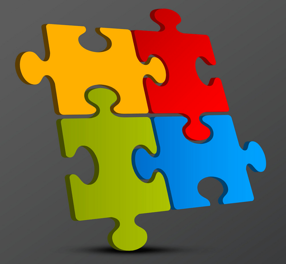 3d puzzle pieces on dark background png