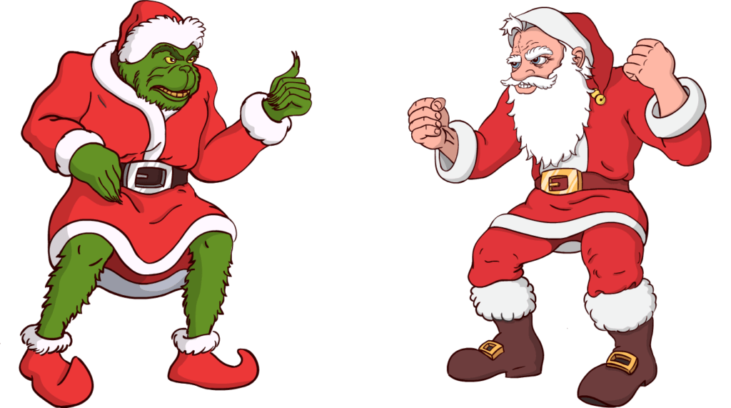 Santa vs Grinch clipart