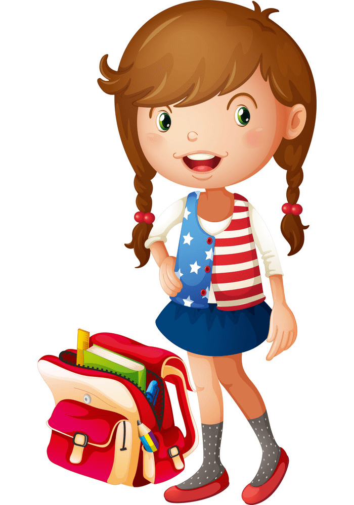 a girl with school bag png