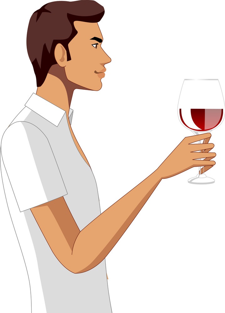 a guy holding wine glass