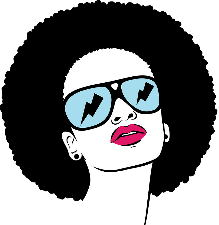 afro woman with sunglasses png