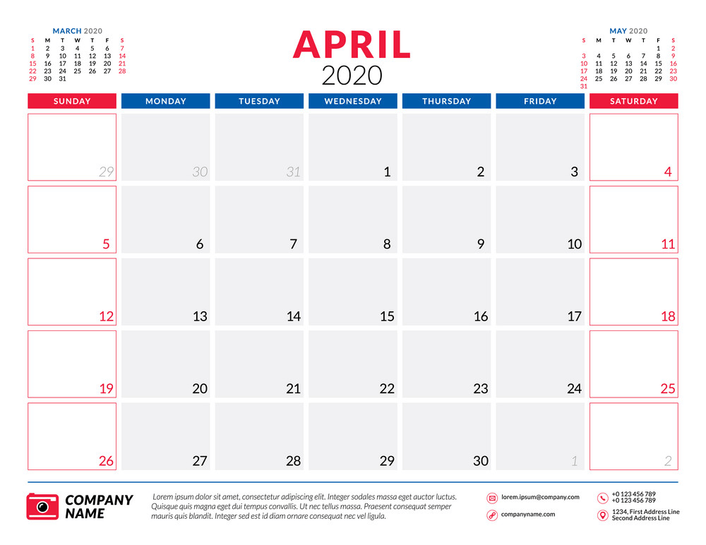 april 2020 calendar planner png