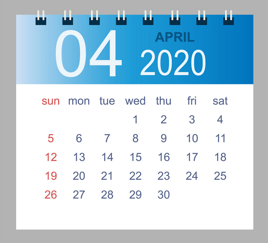 april 2020 monthly calendar png