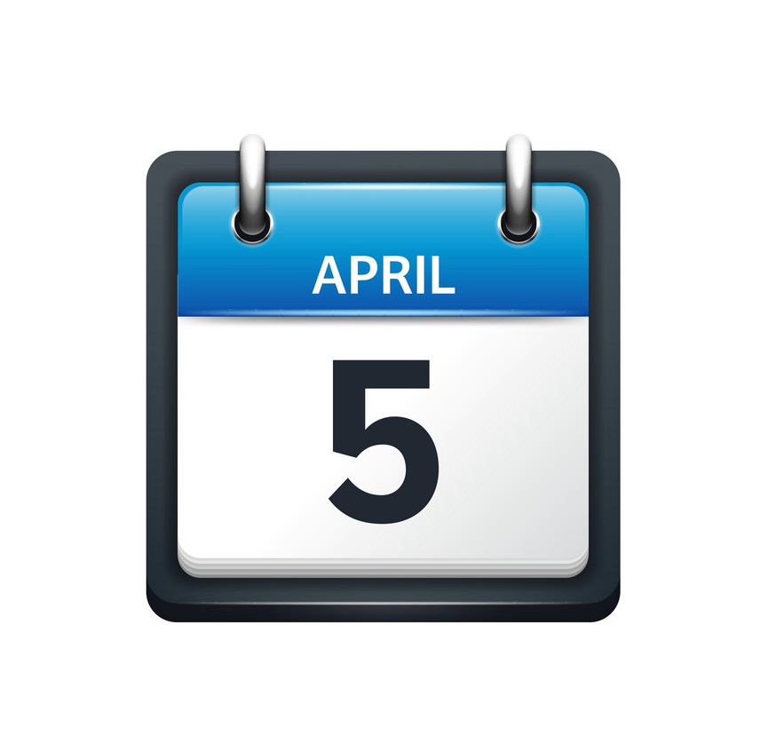april 5 calendar icon flat