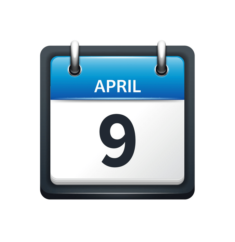 april 9 calendar icon flat png