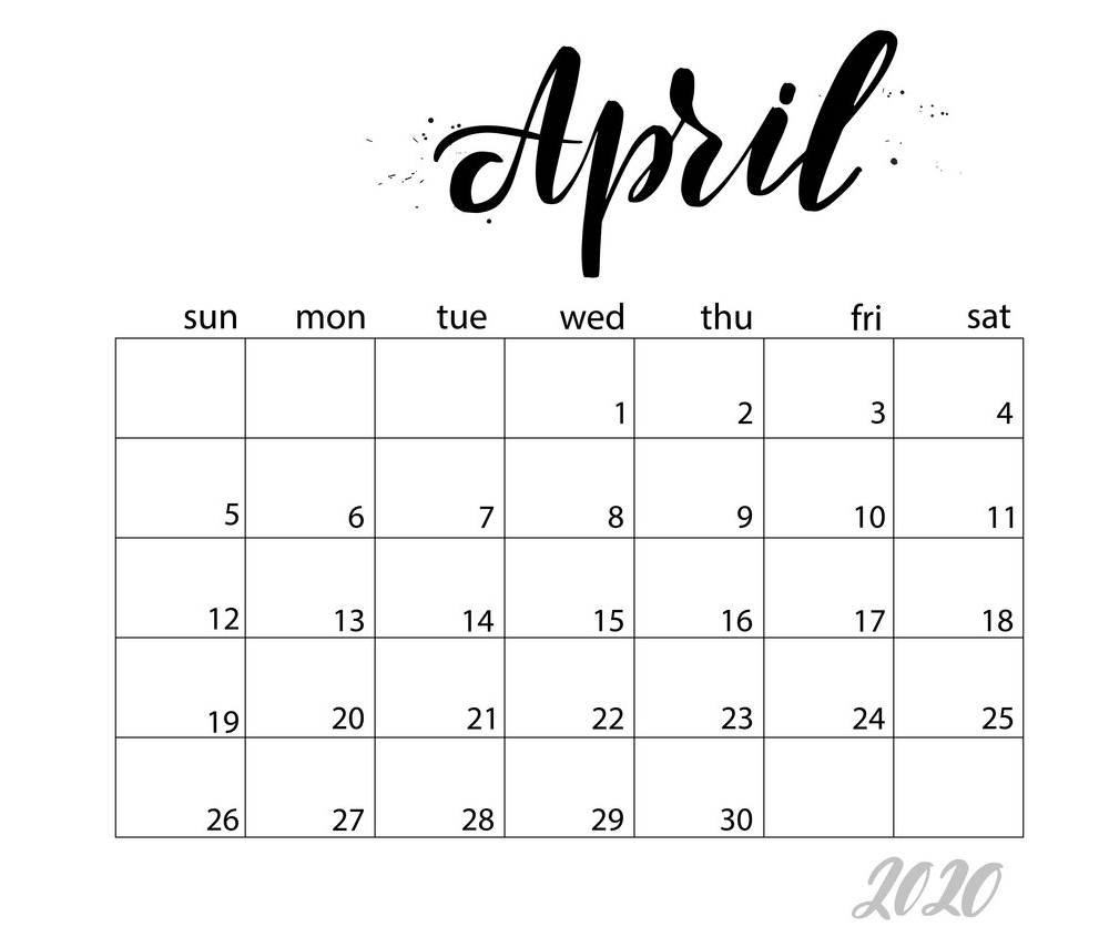 april monthly calendar png