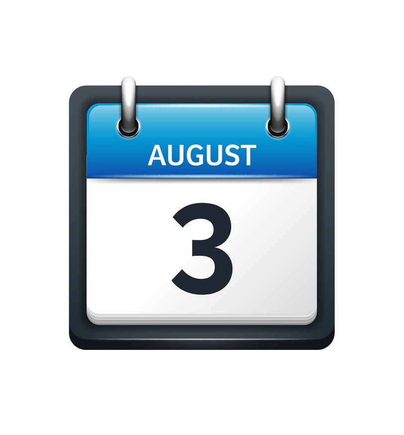 august 3 calendar icon flat