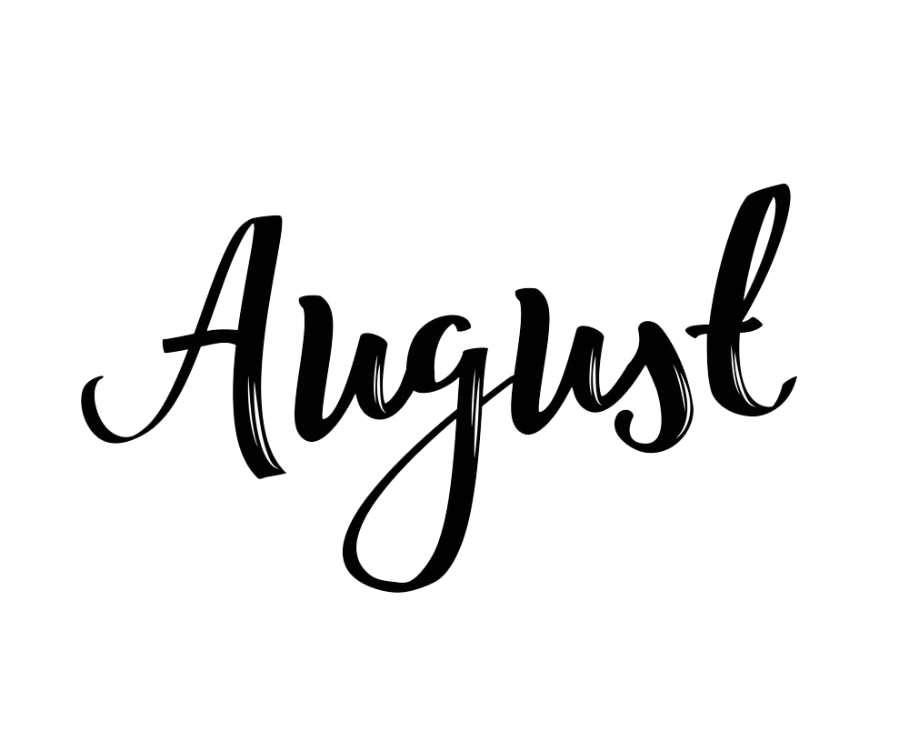 august month name handwritten transparent