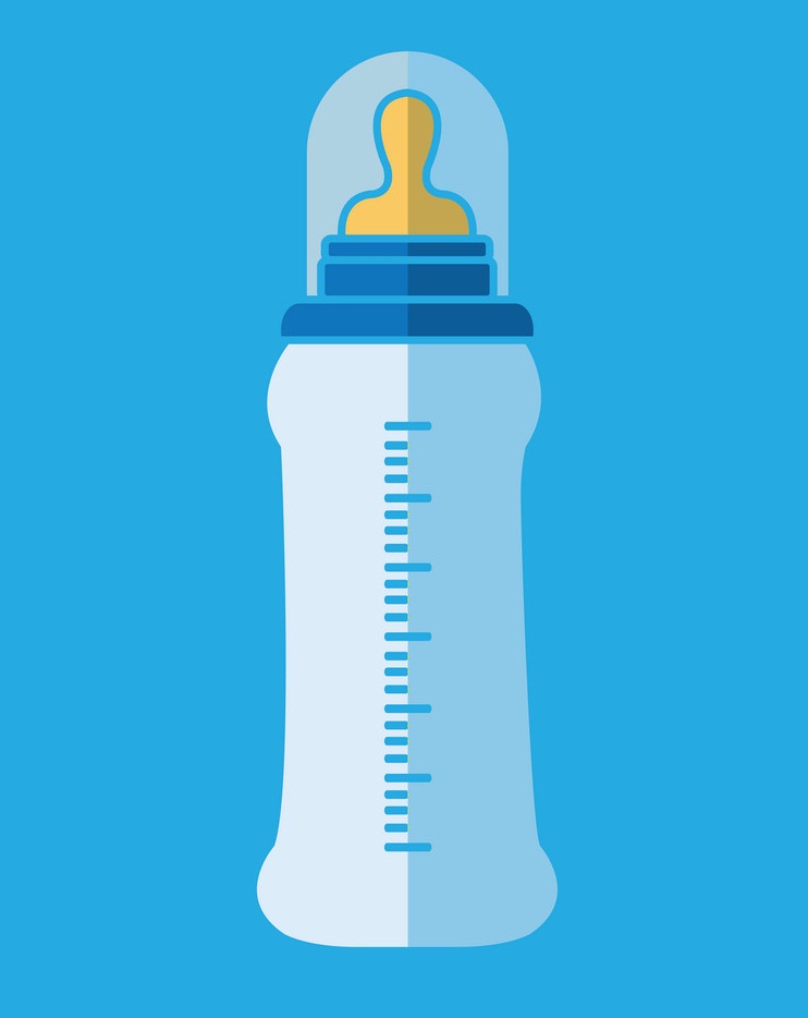 baby bottle icon on blue background