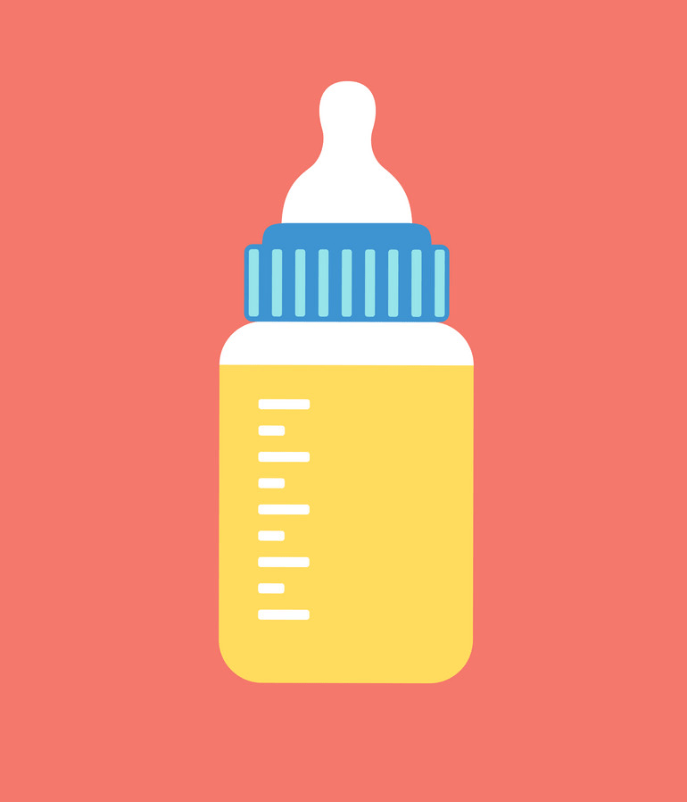 baby bottle icon on pink background png