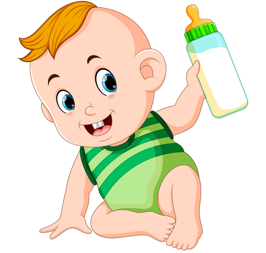 baby holding a baby bottle png