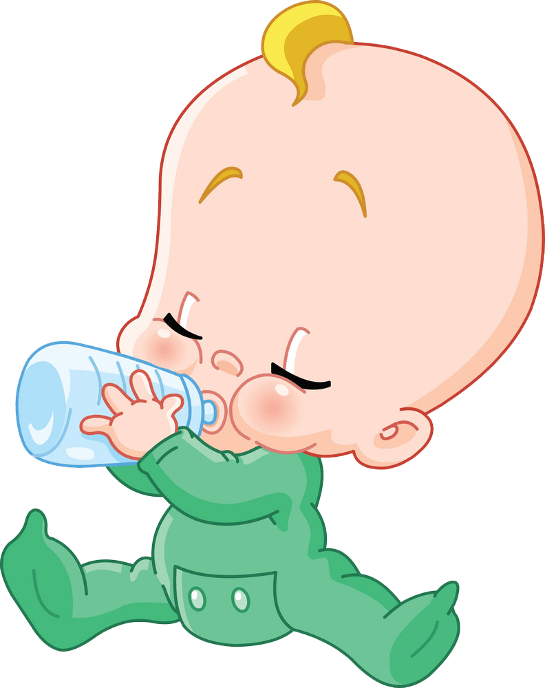 baby with milk bottle png transparent