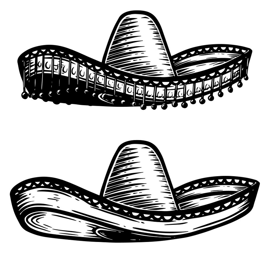 balck and white sombrero hats png