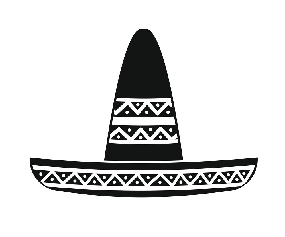 balck and white sombrero png
