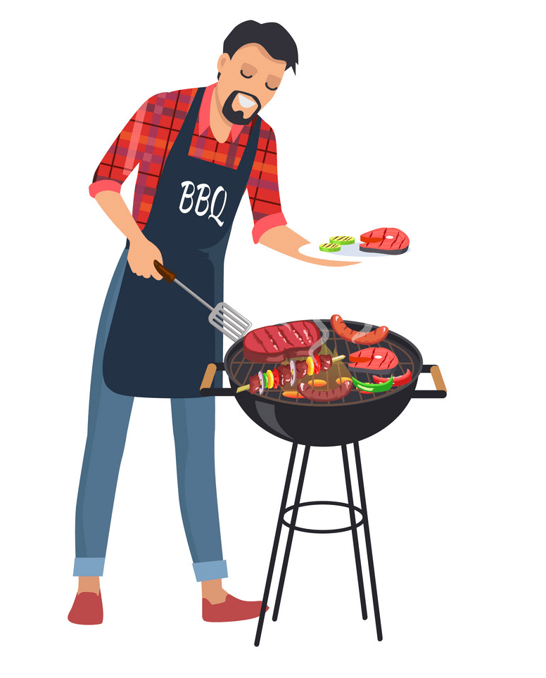 barbecue and man with plate png