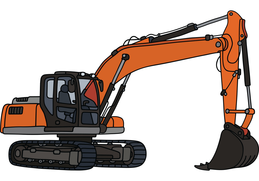 big orange excavator png