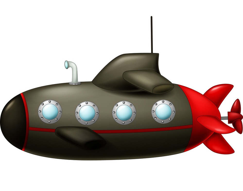 black and red submarine