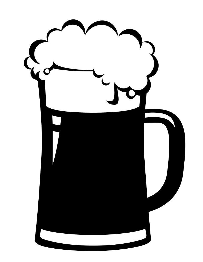 black and white beer mug png transparent