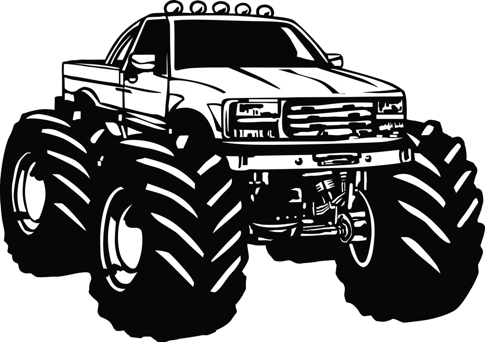 black and white monster truck png transparent