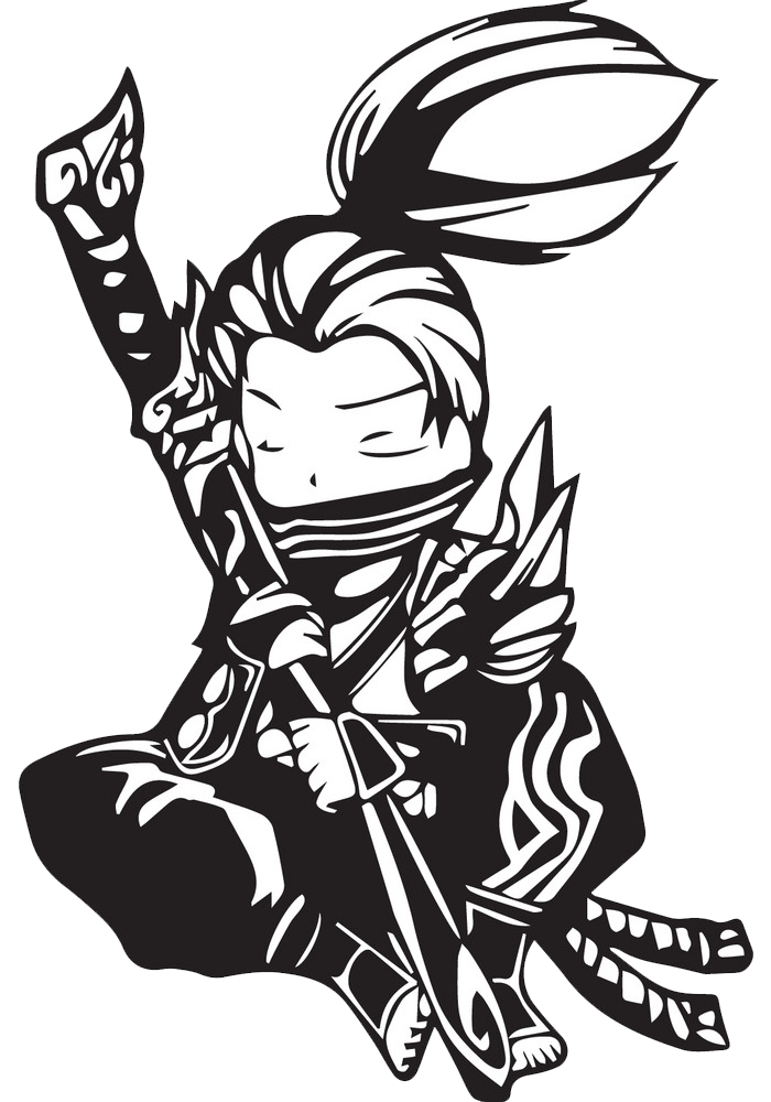 black and white yasuo transparent