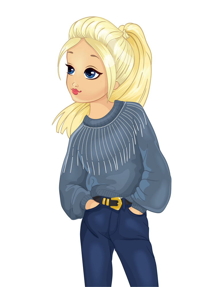 blonde girl in grey sweater png