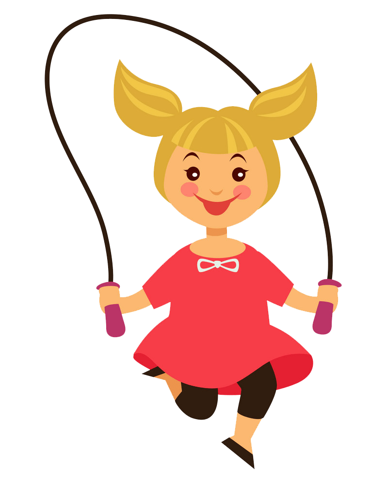 blonde girl jumps over skipping rope transparent