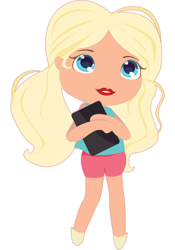 blonde girl with a tablet png