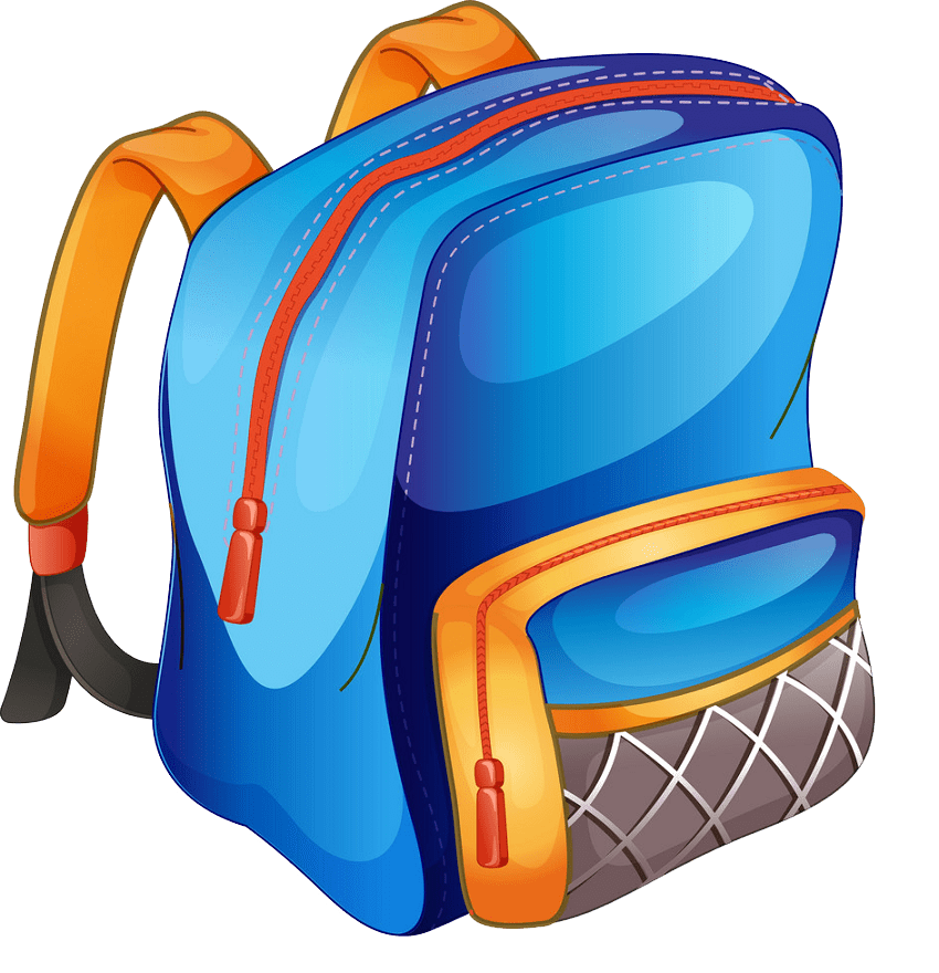 blue and orange school bag png transparent