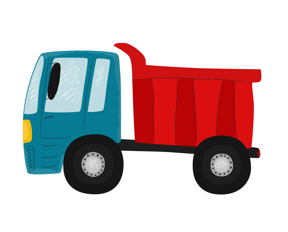 blue and red dump truck drawing png