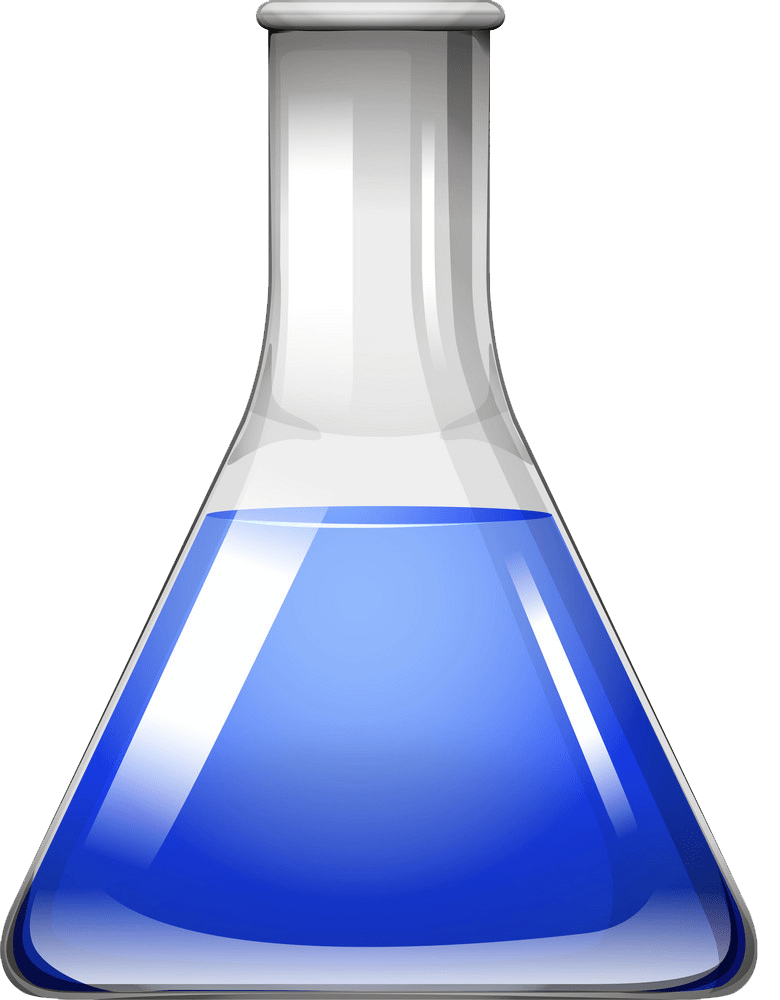 blue liquid in beaker png transparent