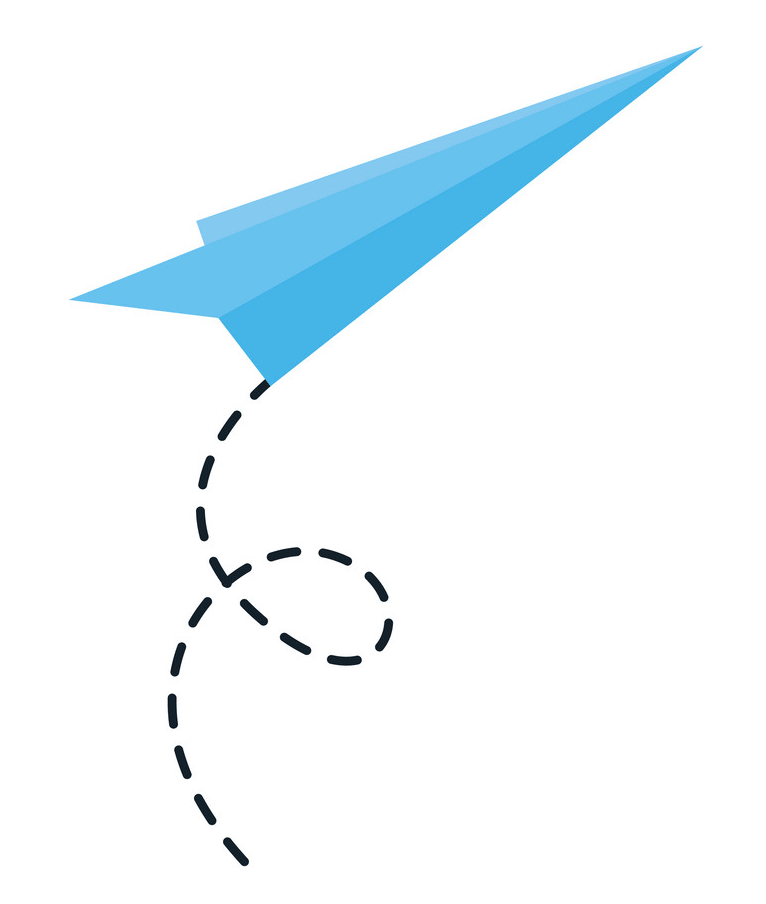 blue paper airplane flying png