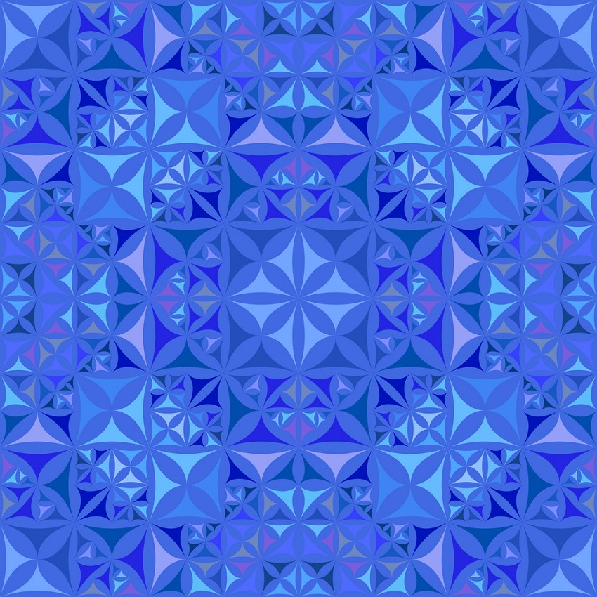 blue repeating kaleidoscope pattern