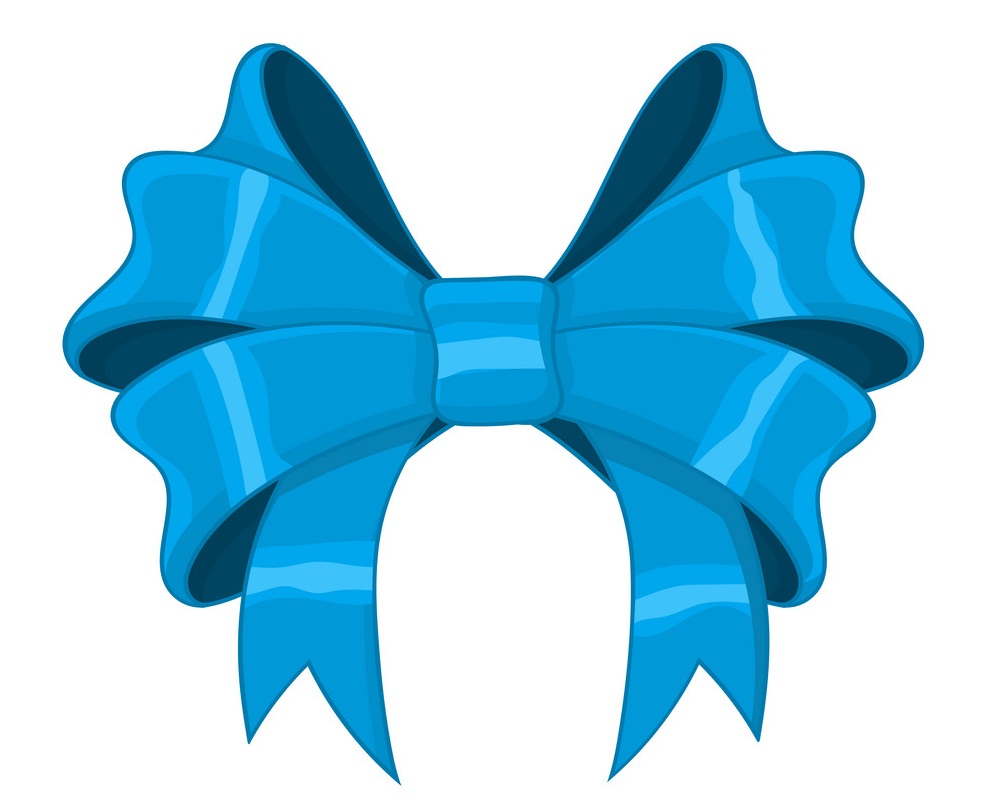 blue silky ribbon bow