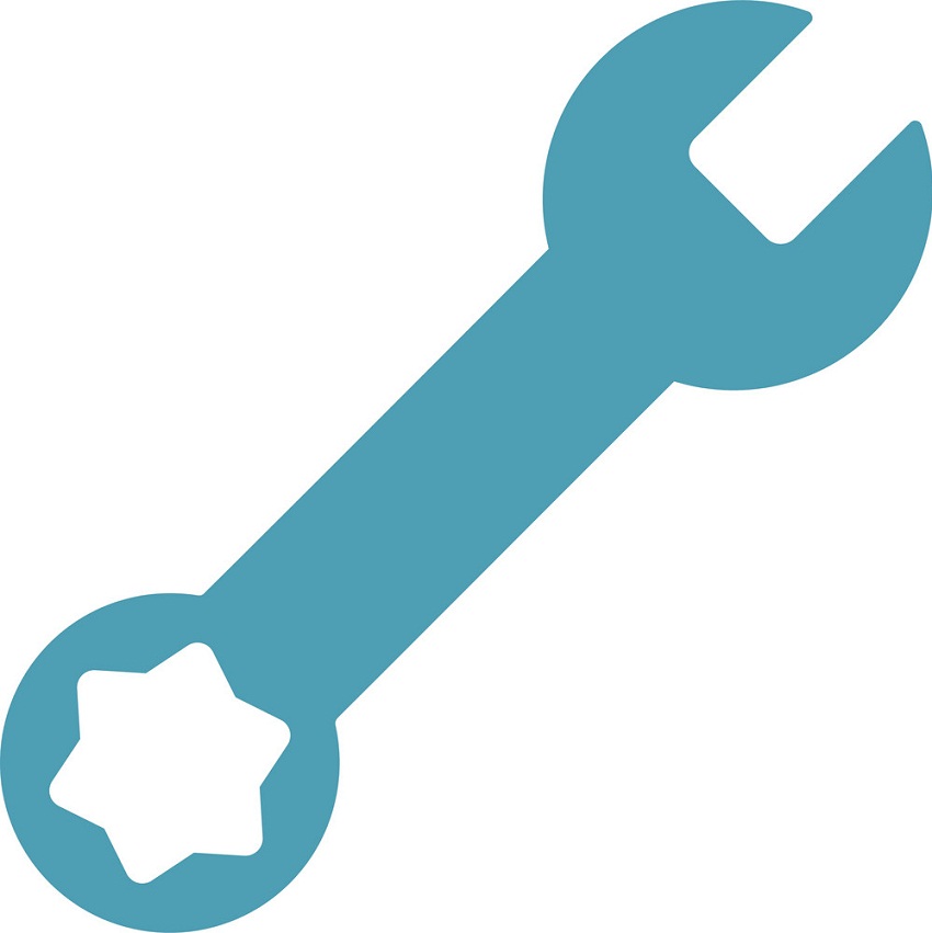 blue wrench flat design
