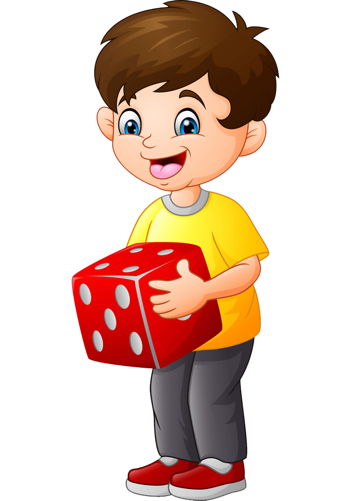 boy holding red dice transparent