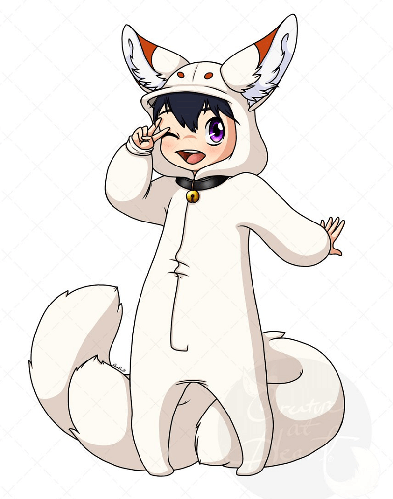 boy wearing white fox onesies png