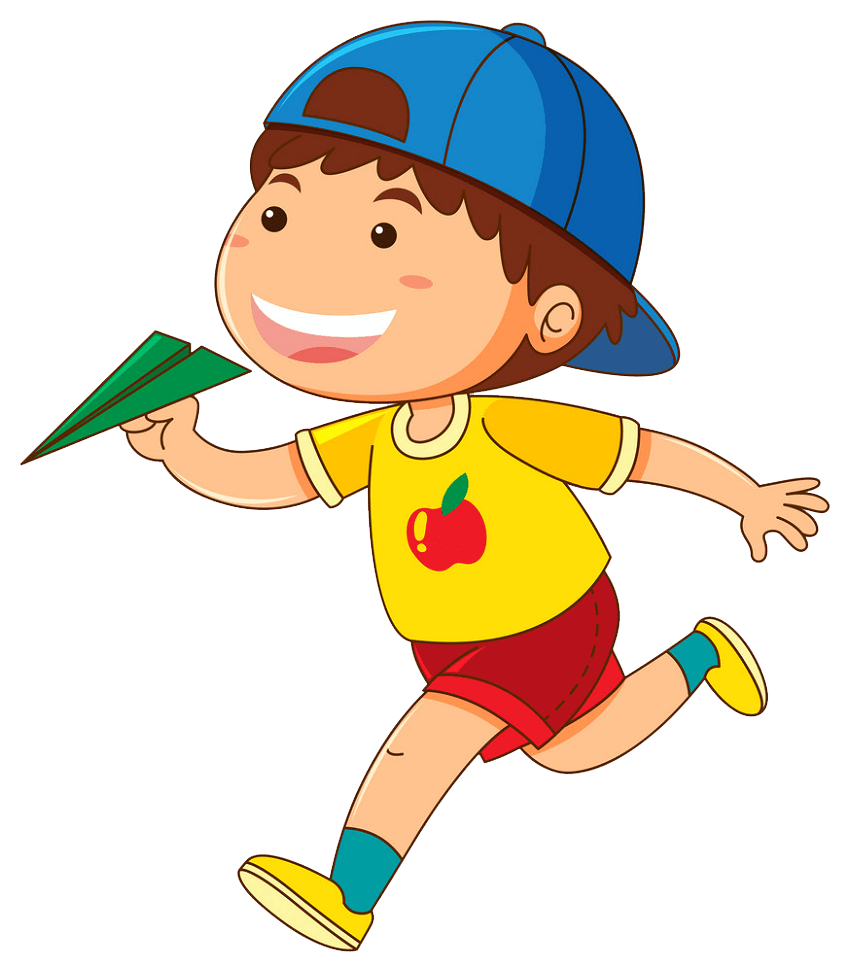 boy with green paper airplane png transparent