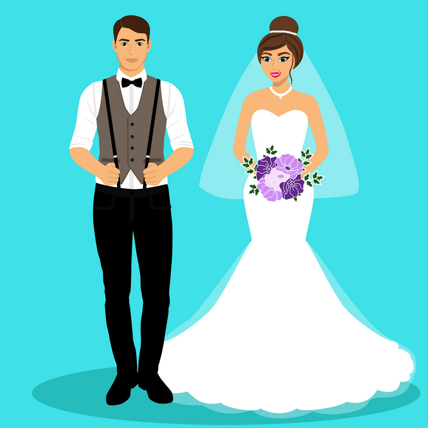 bride and groom on blue background 1 png