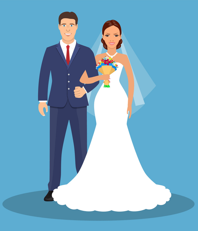 bride and groom on blue background png