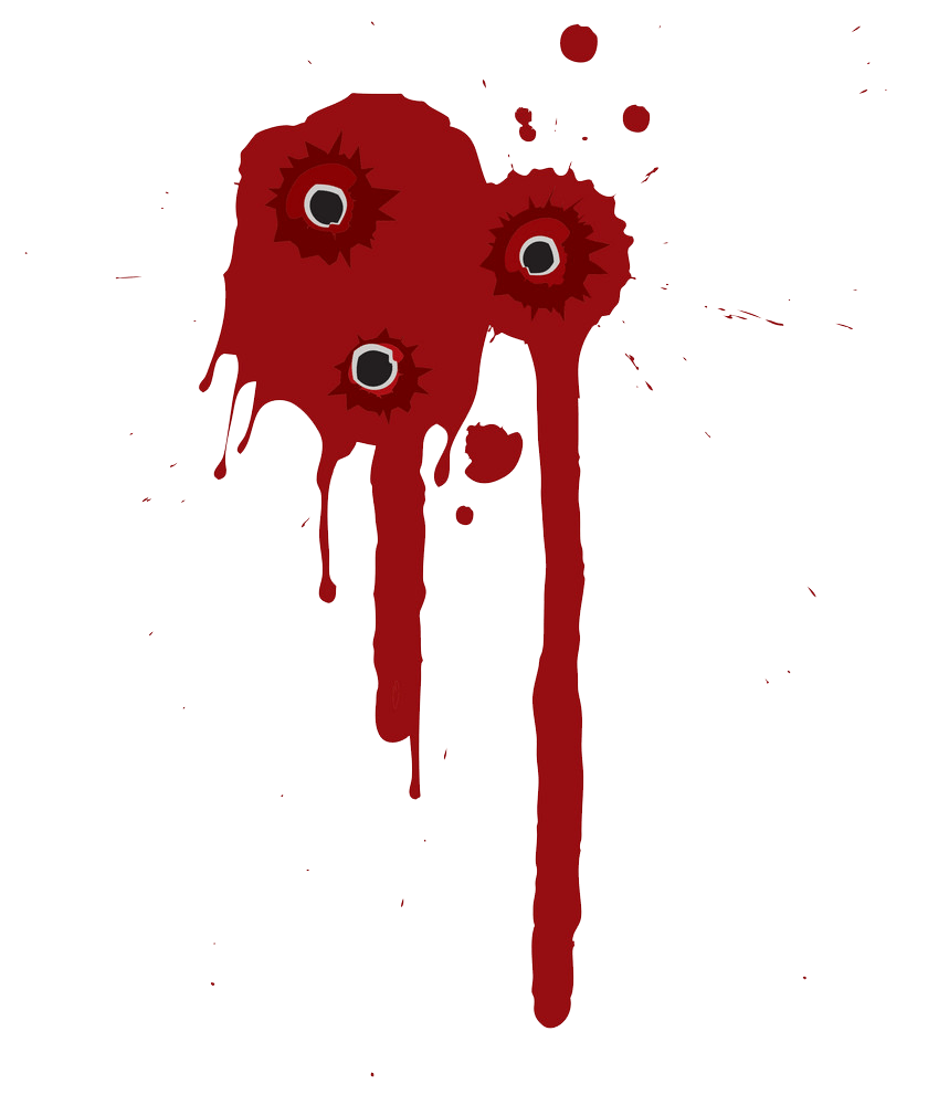 bullet holes with blood splatter transparent