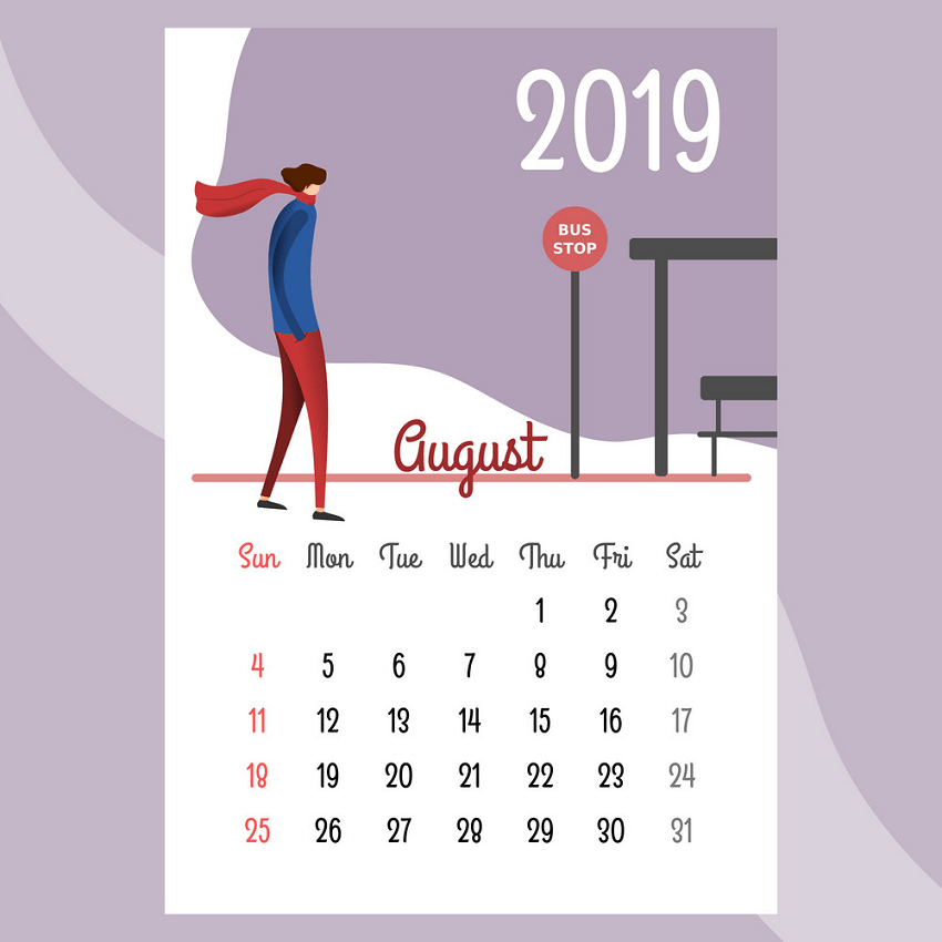 calendar 2019 august