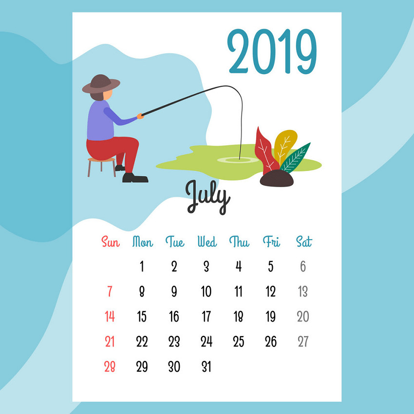 calendar 2019 july png