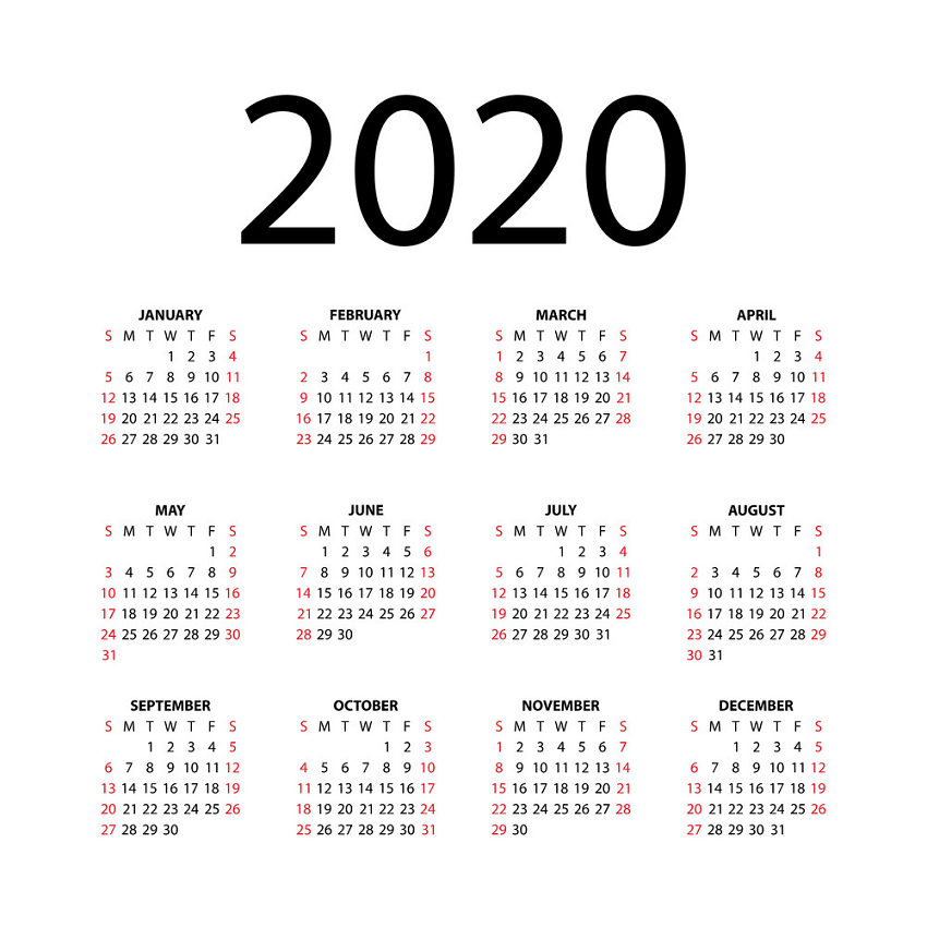 calendar for 2020 png