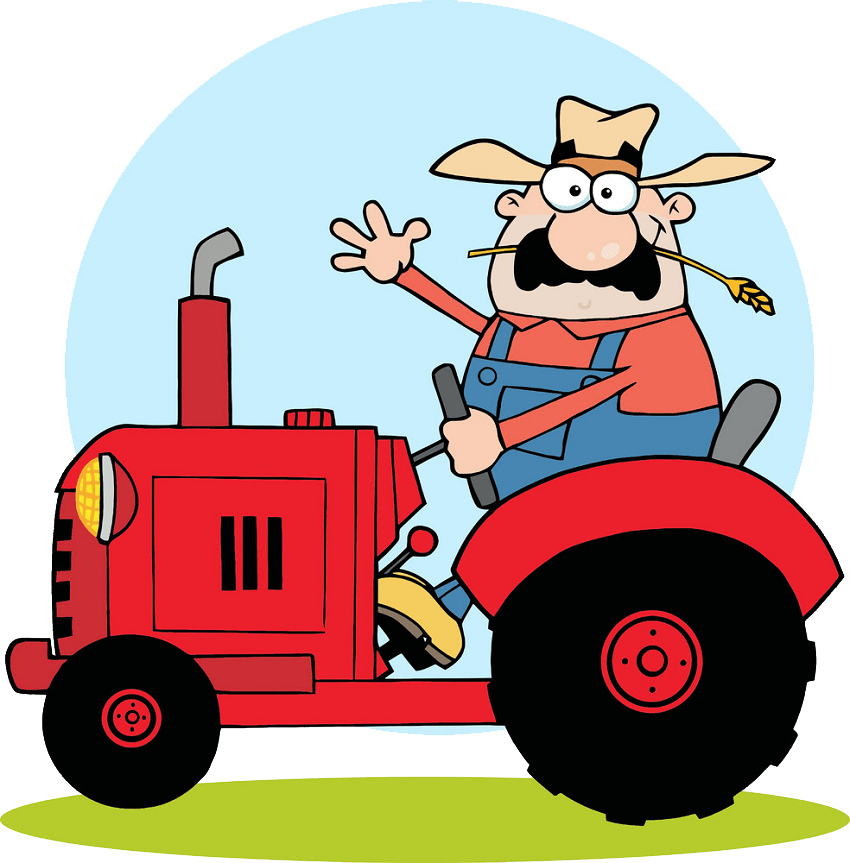 cartoon farmer on tractor transparent