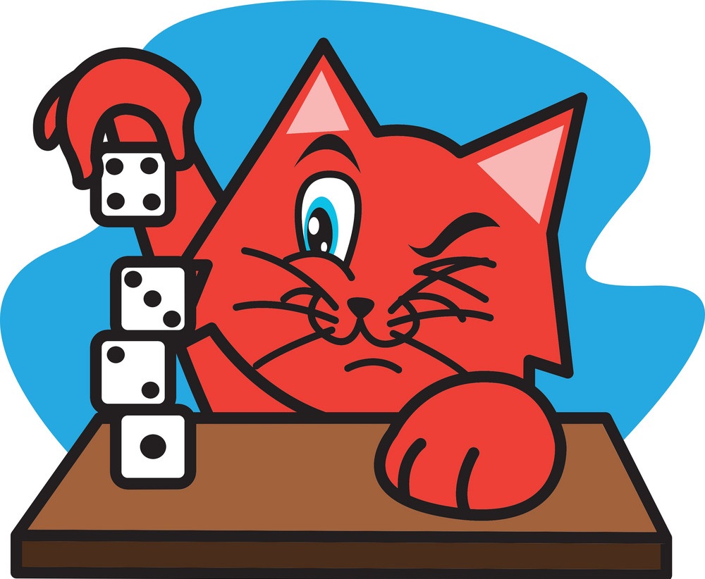 cat playing with dice